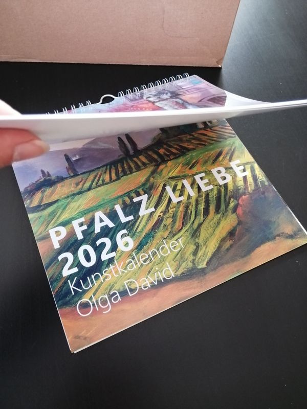 Kunstkalender 2026 Kunstkalender 2026 "Pfalz Liebe" Wandkalender 21x21cm Weihnachtsgeschenk Monatskalender Bilder-Kalender mit Kunstwerke der Malerin Olga David