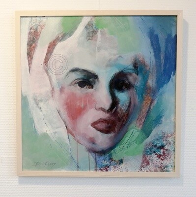 Rosen Duft, Original Acryl Gemälde, 60x60cm mit Echtholz-Bilderrahmen