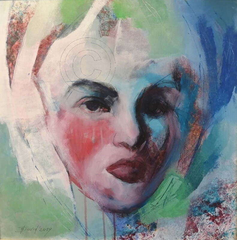 Rosen Duft, Original Acryl Gemälde, 60x60cm mit Echtholz-Bilderrahmen
