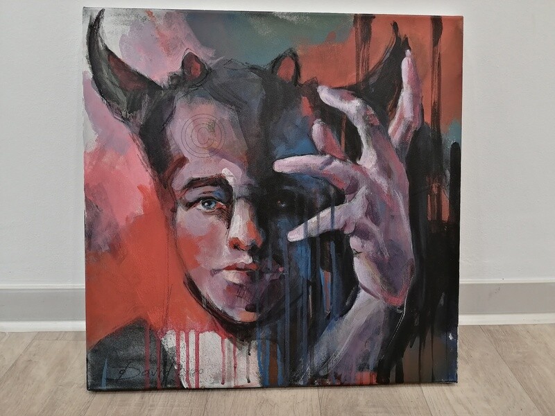 Little Devil, Original Acryl Gemälde, 40x40cm