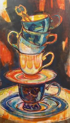 Lieblingstasse, Original Acryl Gemälde, 80x140cm Großformat