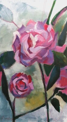 Peony - Pfingstrose, Original Acryl Gemälde, 80x140cm Großformat