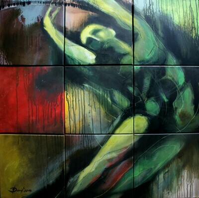 Radschlag, Original Acryl Mixedmedia Gemälde, Segmentmalerei, 90x90cm inklusiv Bilderrahmen Radschlag, Original Acryl Mixedmedia Gemälde, Segmentmalerei, 90x90cm inklusiv Bilderrahmen