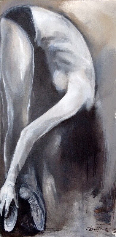 Black Swan, Original Acryl Gemälde, 60x120cm Großformat