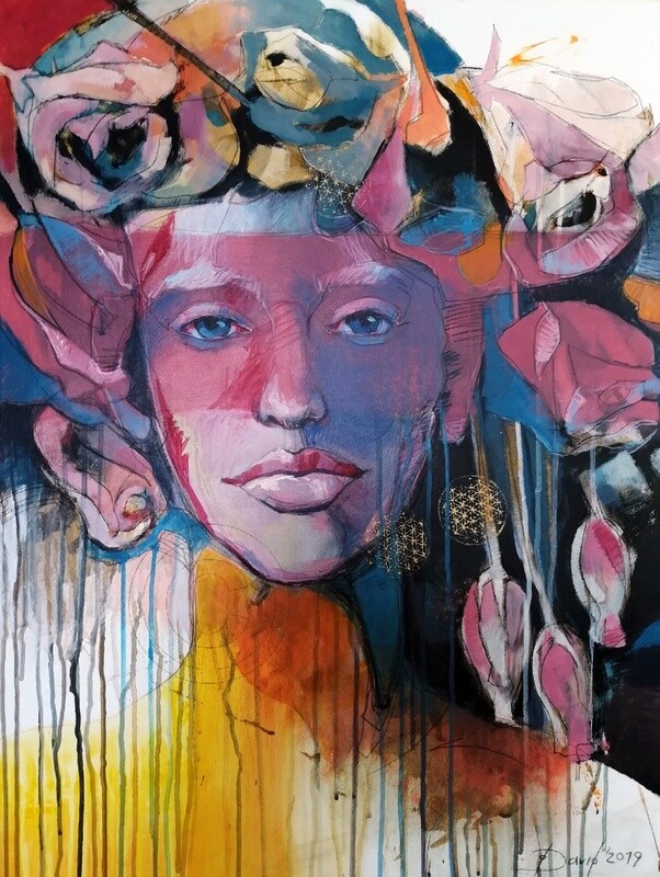 Synthesis, Original Acryl Gemälde von Olga David, 60x80cm auf Leinwand