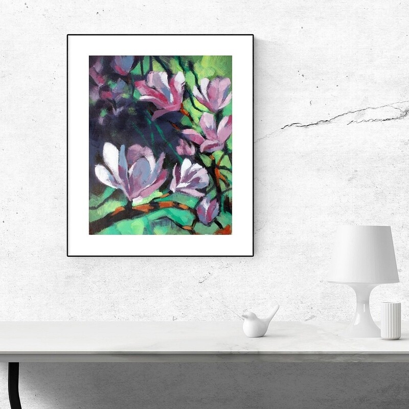 Magnolien - Original Acryl Zeichnung auf Papier 46x38cm Magnolien - Original Acryl Zeichnung auf Papier 46x38cm