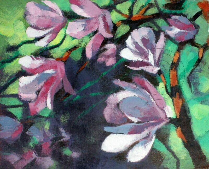 Magnolien - Original Acryl Zeichnung auf Papier 46x38cm