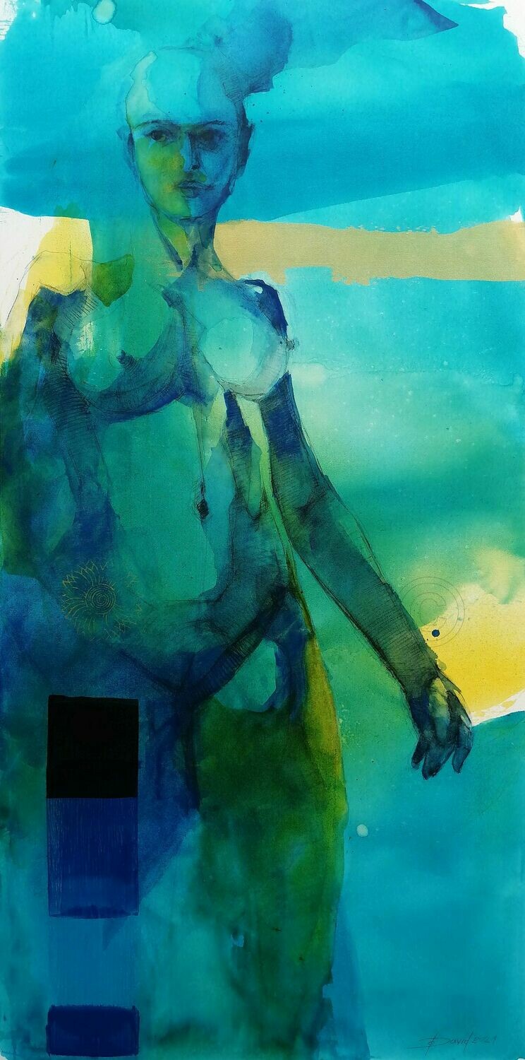 Beryll Dame - figuratives Akt Gemälde Großformat 70x140 cm Beryll Dame - figuratives Akt Gemälde Großformat 70x140 cm
