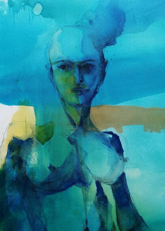 Beryll Dame - figuratives Akt Gemälde Großformat 70x140 cm