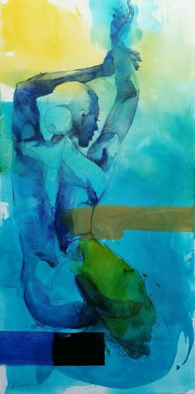 Backstage - figuratives Akt Gemälde Großformat 70x140 cm