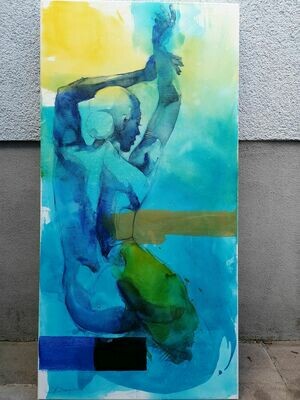 Backstage - figuratives Akt Gemälde Großformat 70x140 cm