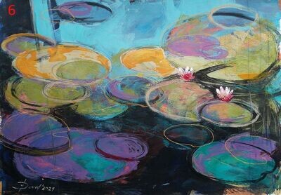 Florales, Original Acryl / Öl Bilder auf Papier, Kleinformat 30x40 cm
