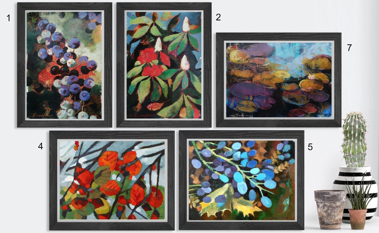 Florales, Original Acryl / Öl Bilder auf Papier, Kleinformat 30x40 cm