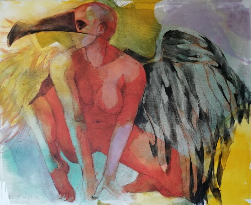 Exile inside- figuratives Original Gemälde Großformat 110x90 cm
