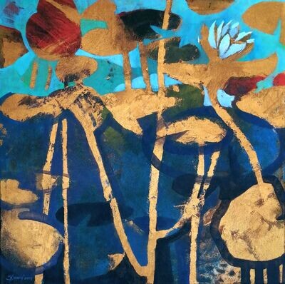 Magie der Seerose, Original Acryl Gemälde, 60x60cm Magie der Seerose, Original Acryl Gemälde, 60x60cm