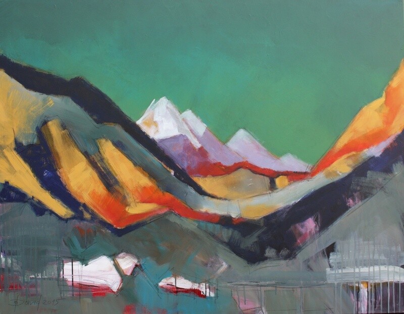Kaukasus II - Loft Statement Gemälde 120x90 cm Großformat