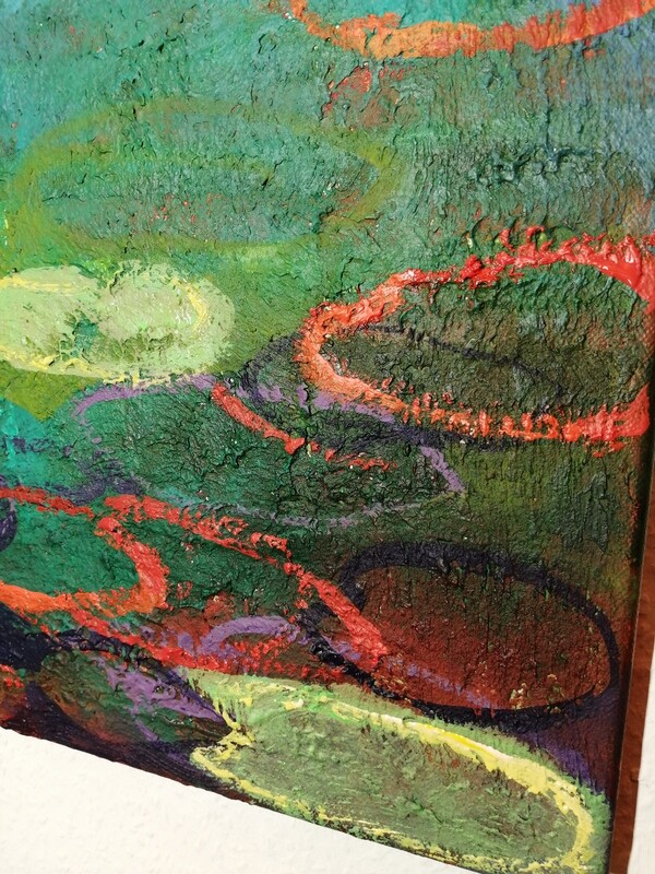 Alter Teich im Park, Original Mixed-Media Gemälde, 60x80cm