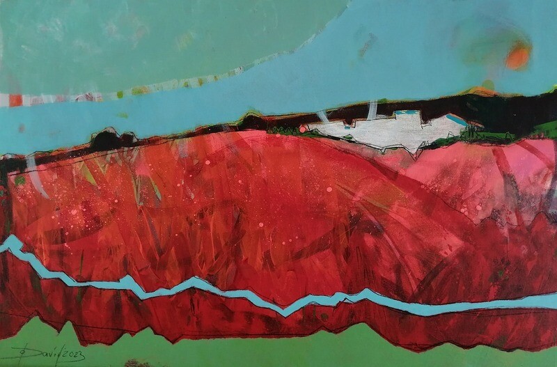 Blütenmeer Mohn Landschaftsmalerei Original Gemälde