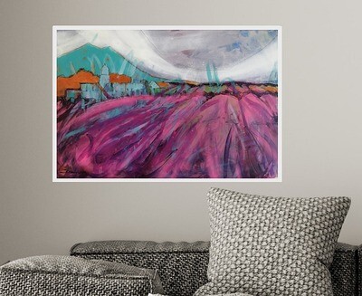 Blütenmeer Lavendel - Landschaftsmalerei Original Gemälde 60x40 cm