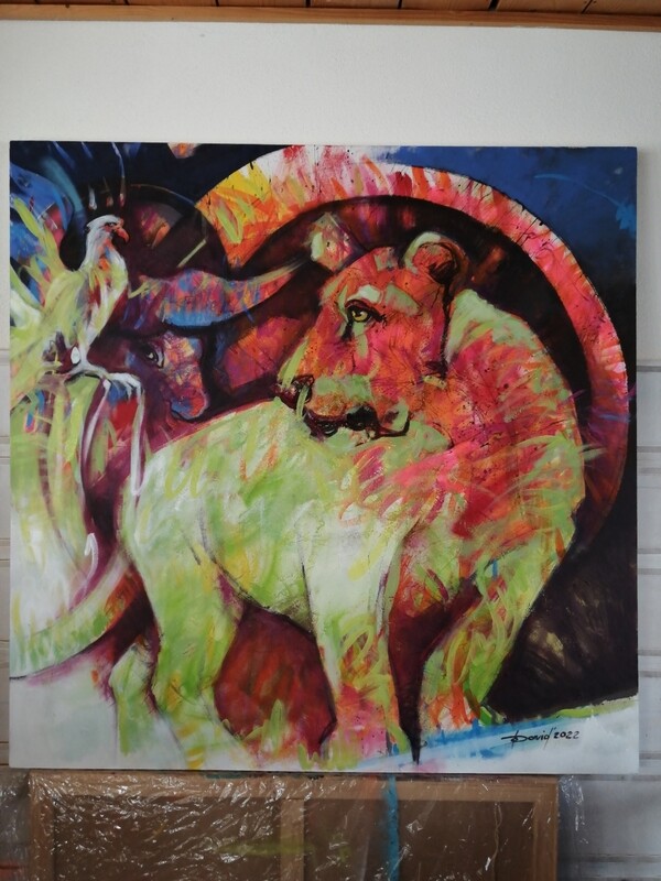 Goldene Stadt Großformatiges Original Gemälde 120x120cm