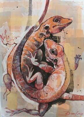 Tierbilder, Original Mixedmedia-Zeichnung auf Papier, Moderner Stil