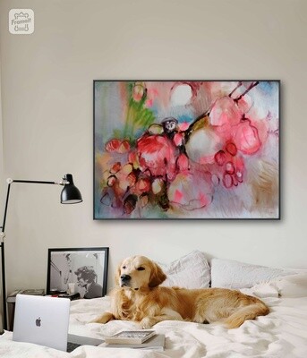 Kirschblütenzeit, 80x120cm Öl auf Leinwand, Original impressionistisches Gemälde