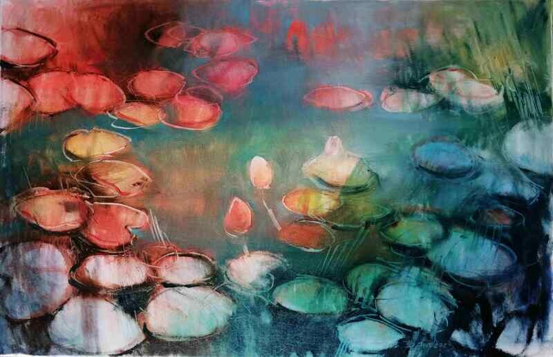 Zauber der Seerose - Original Ölgemälde von Olga David 92x60cm