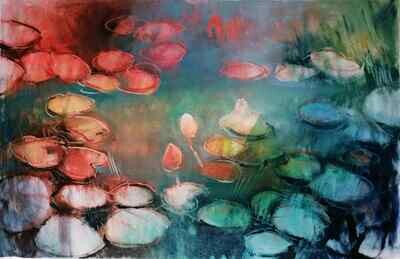 Zauber der Seerose - Original Ölgemälde von Olga David 92x60cm