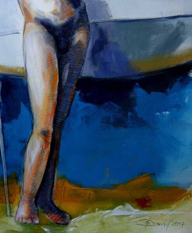 Born to paddle, Acrylgemälde figurative Aktmalerei