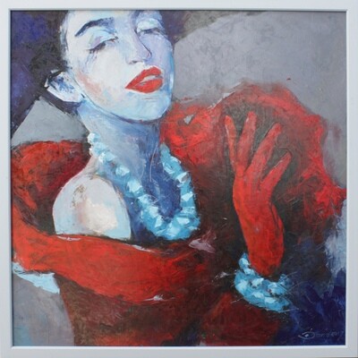 Haute Couture, figurative moderne Malerei, Original Ölgemälde 80x80cm