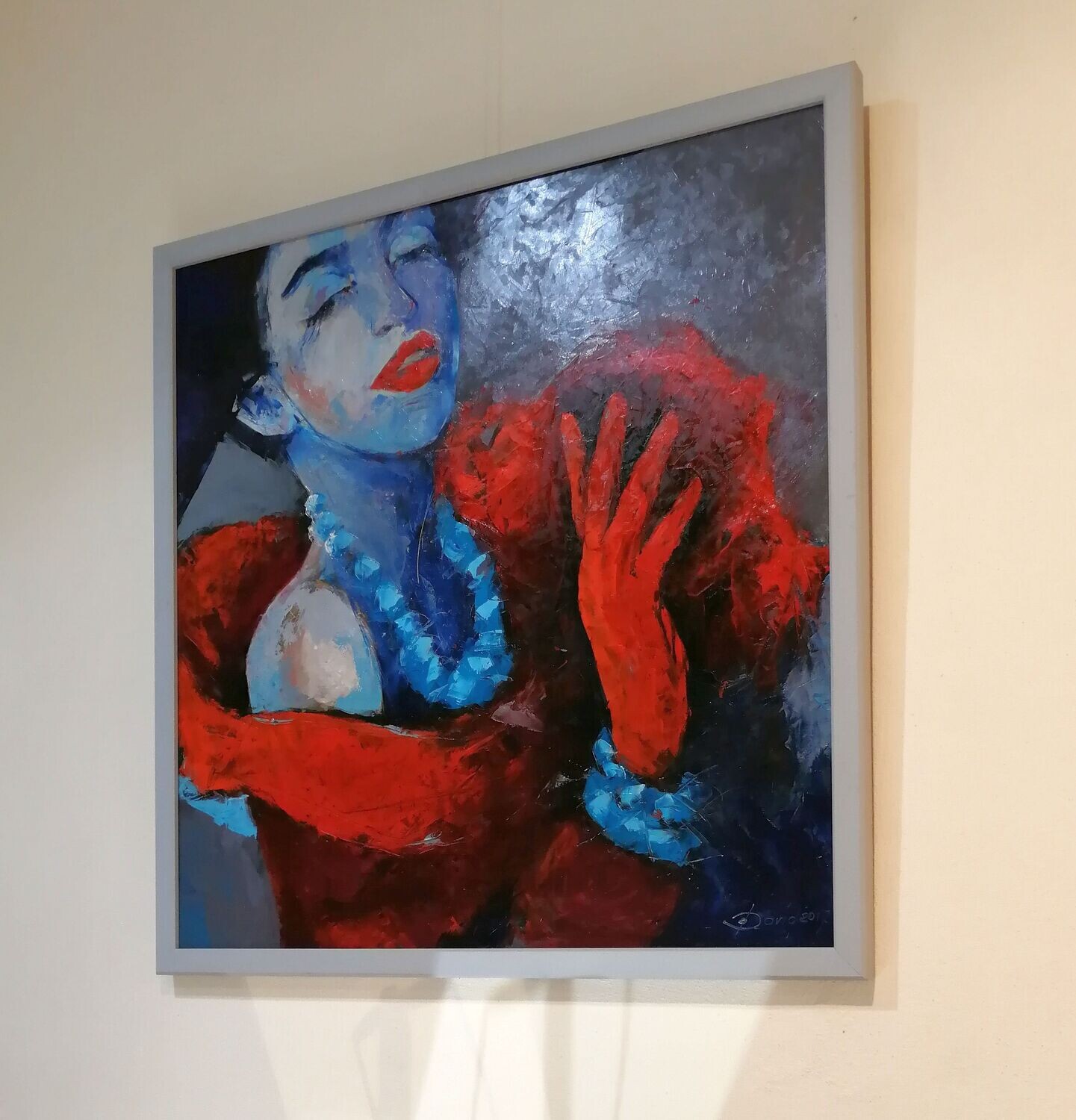 Haute Couture, figurative moderne Malerei, Original Ölgemälde 80x80cm
