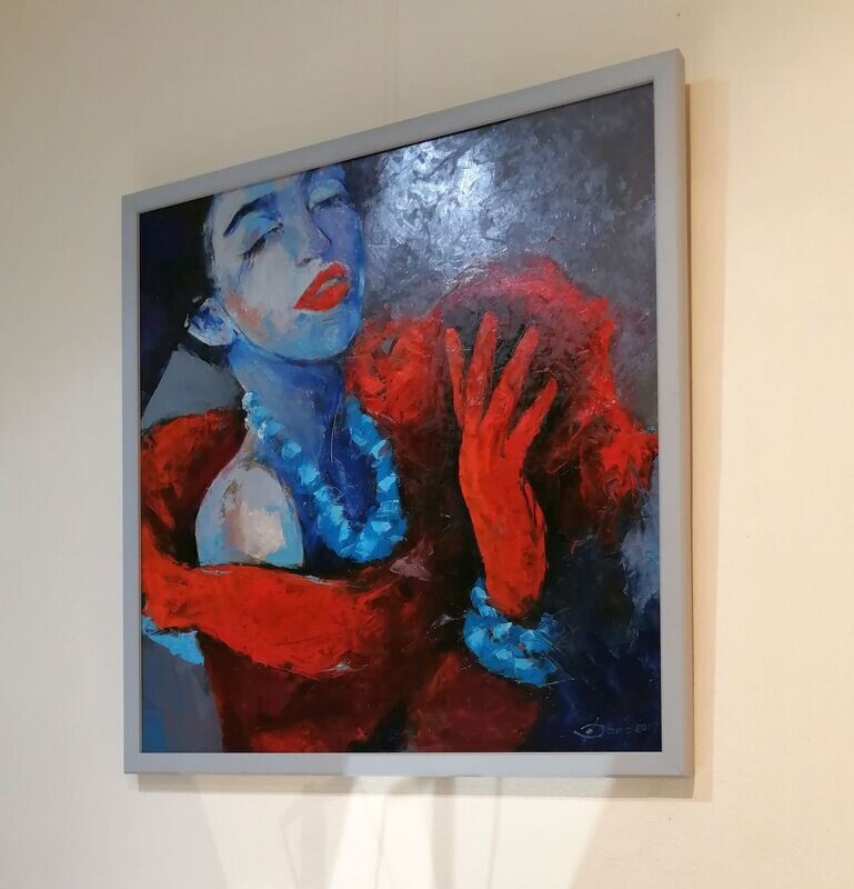 Haute Couture, figurative moderne Malerei, Original Ölgemälde 80x80cm