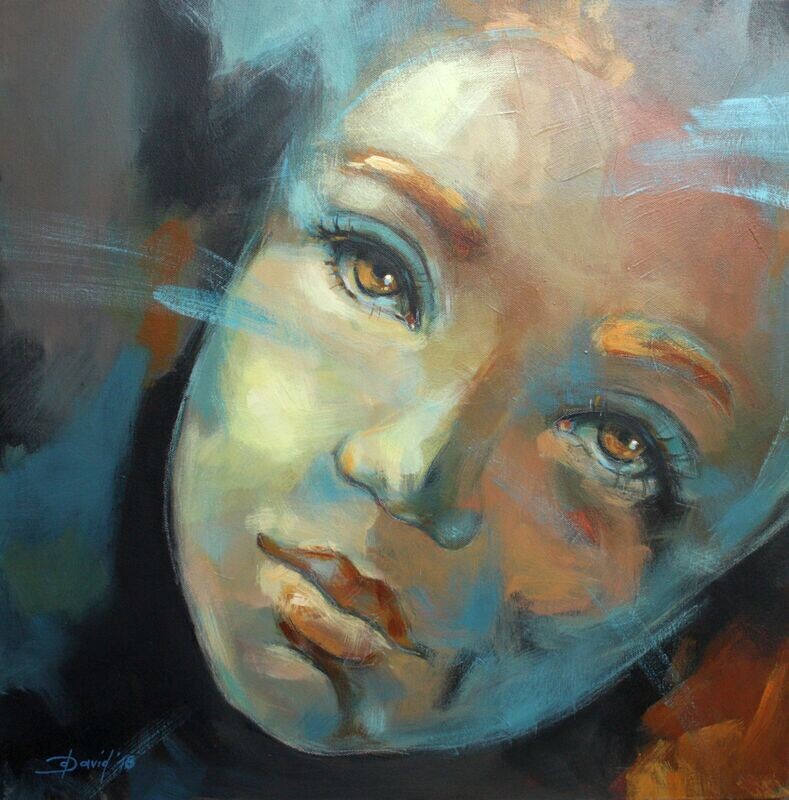 Traumzeit, Acrylgemälde Porträt 60x60cm