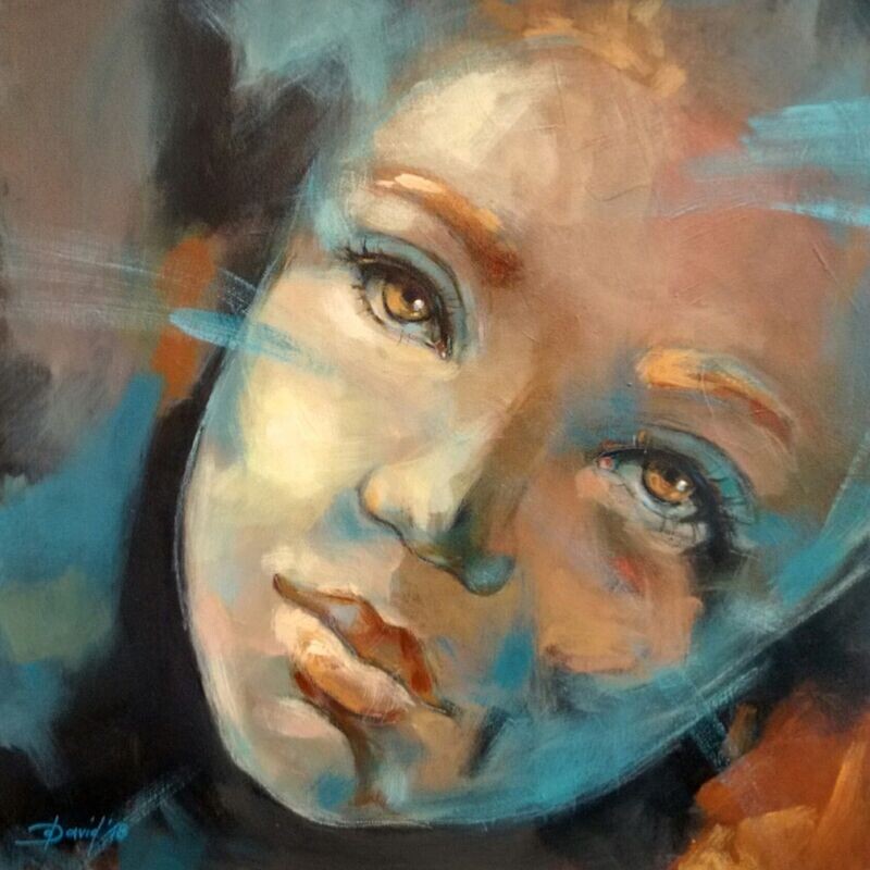 Traumzeit, Acrylgemälde Porträt 60x60cm