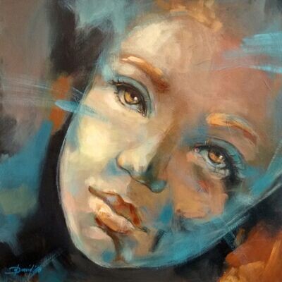 Traumzeit, Acrylgemälde Porträt 60x60cm