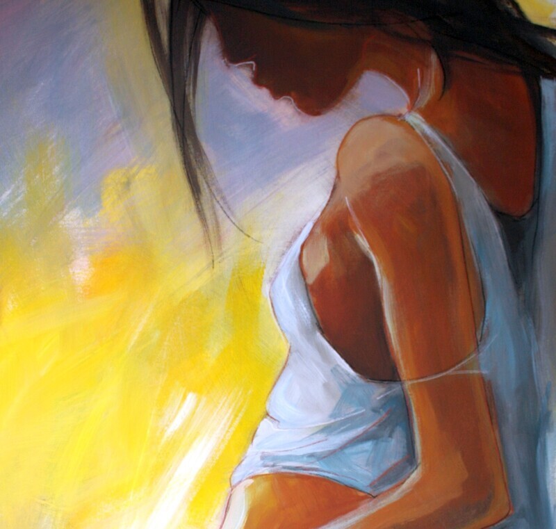 Pfeifmelodie, Original Acryl Gemälde, 70x100cm Aktmalerei