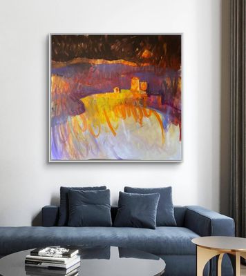 Burg Trifels bei Annweiler, Original Gemälde von Olga David, 80x80cm