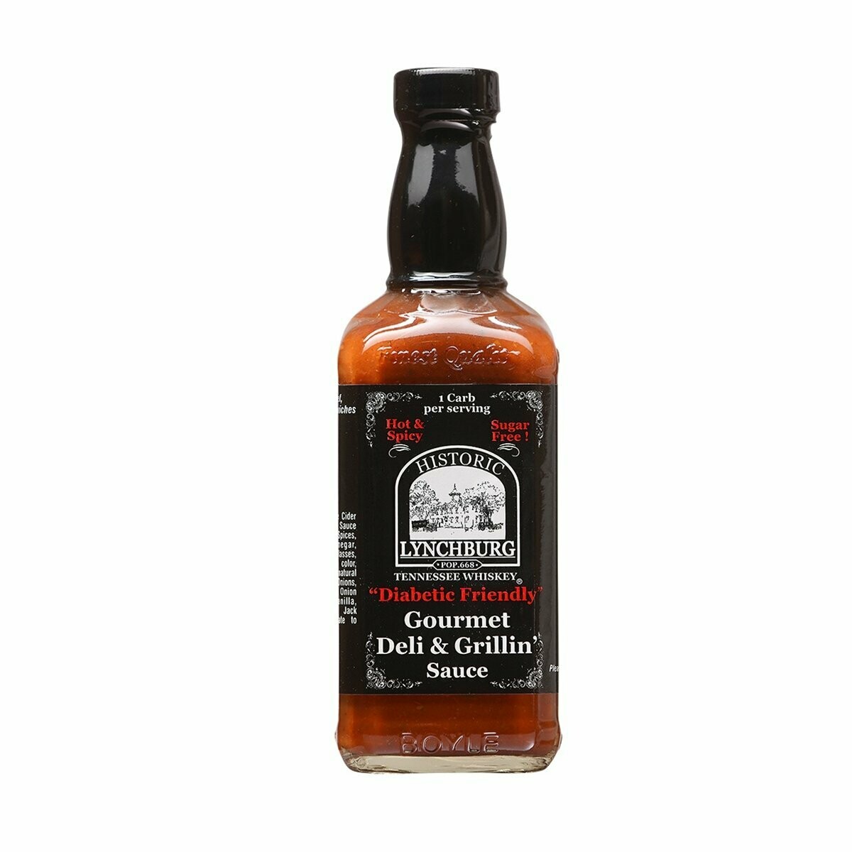 Historic Lynchburg Tennessee Whiskey "Diabetic Friendly" Gourmet Deli & Grillin' Sauce - HOT - 16 oz