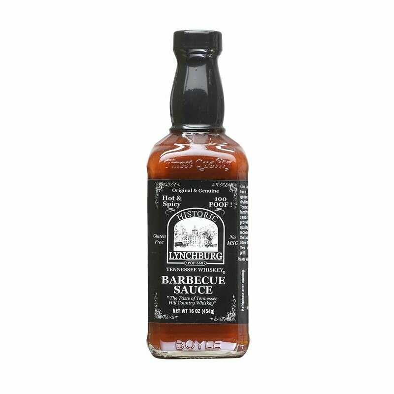 Historic Lynchburg Tennessee Whiskey Hot and Spicy Barbecue Sauce 100 'Poof' - 16 oz