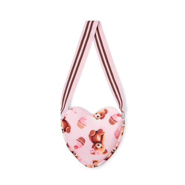 A-dee Girls Pink Bear printed Heart Shaped Handbag - LOUISE