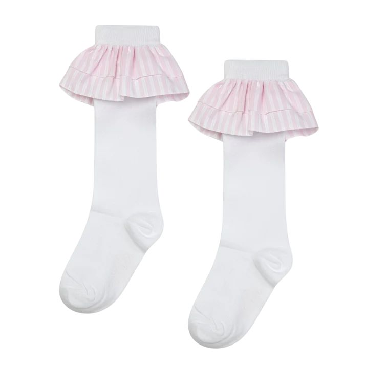 A-dee White Colette Knee High Socks
