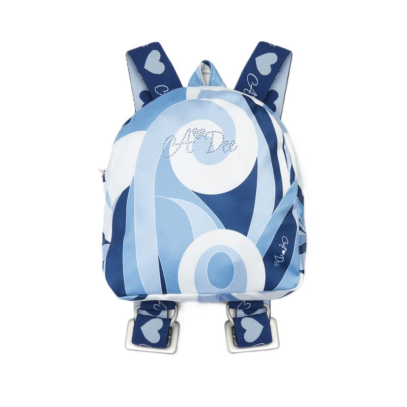 A’Dee north rugtas met wervel print (powder blue)