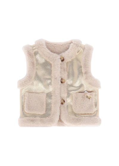 Angels Face Cher Metallic Fur Gilet Gold
