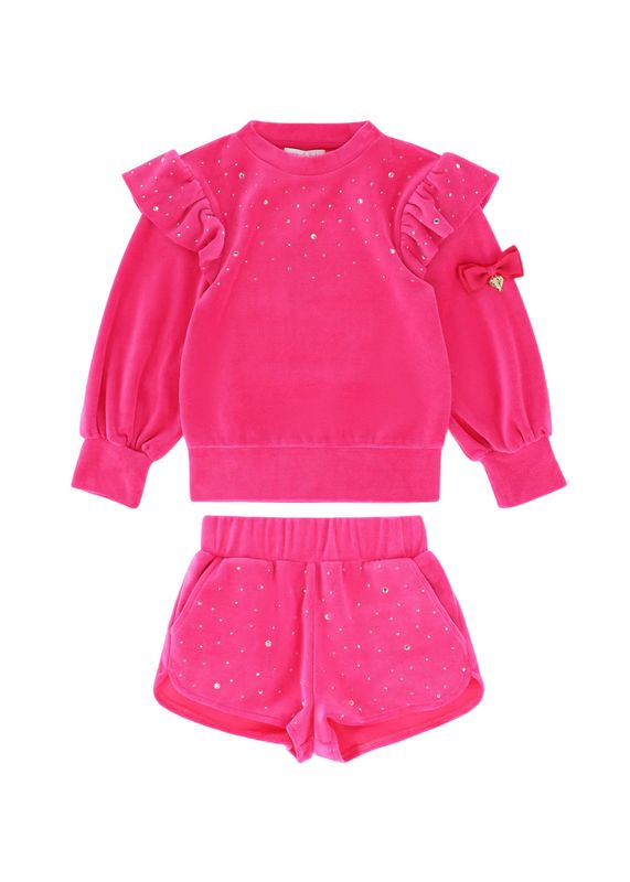 Angel’s Face Bijou Crystal Velour Short Set Hot Pink