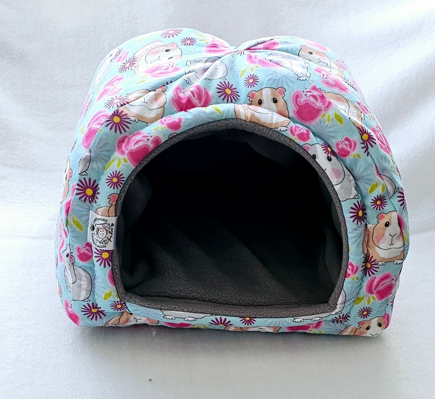 Iglu Meerschweinchen blau, Blumen pink