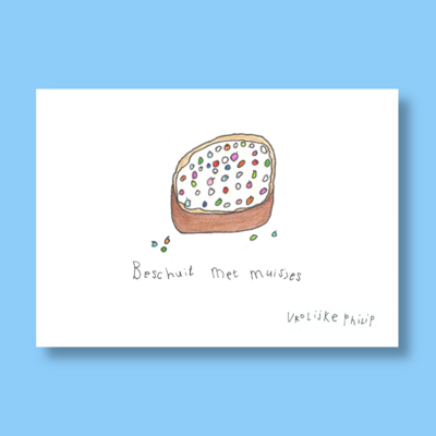 Beschuitje met gekleurde muisjes