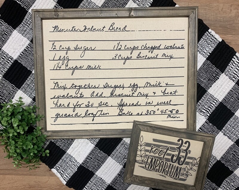 Personalized Recipe / Written Notes Framed Canvas