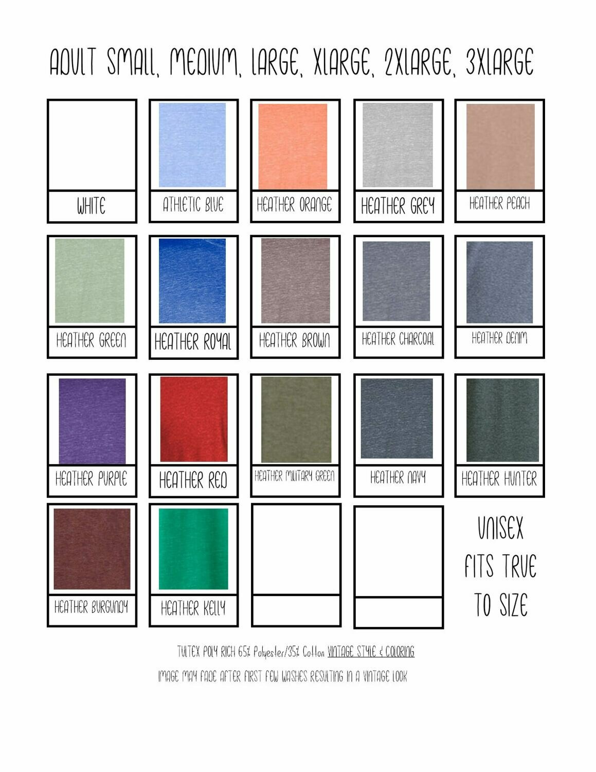 Color &amp; Sizing Chart