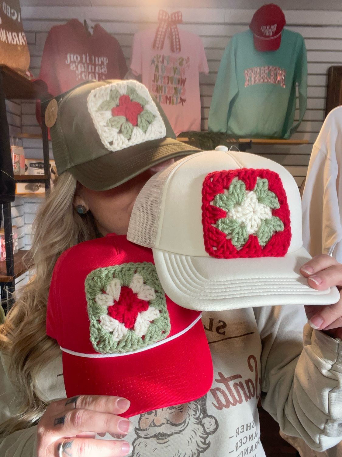 Christmas Granny Square Hat Christmas Granny Square Hat