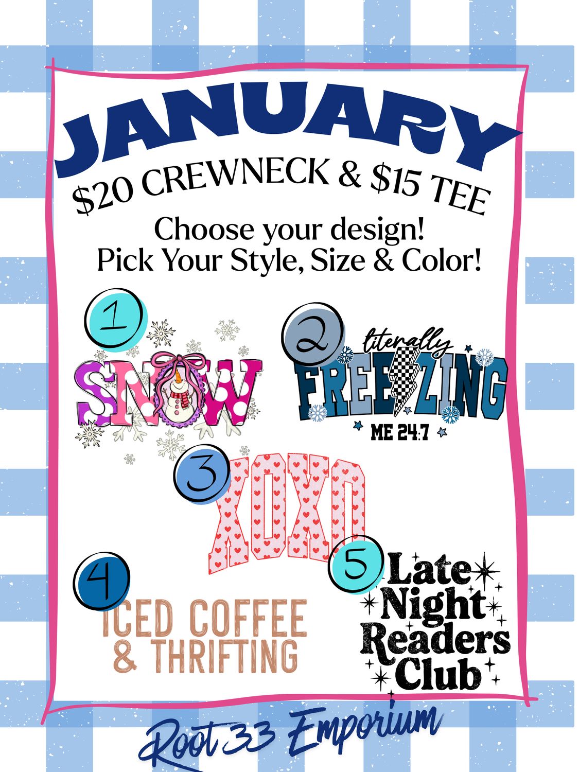 Monthly Crewneck Tee Sale JANUARY Monthly Crewneck Tee Sale JANUARY